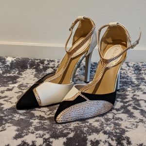 Women Heels Shoes Gold Black and Gold Stileto